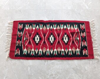 Grand Tapis Kilim Tissé Main – Laine – 258x170cm – Motifs Géométriques – Neuf – Authentique