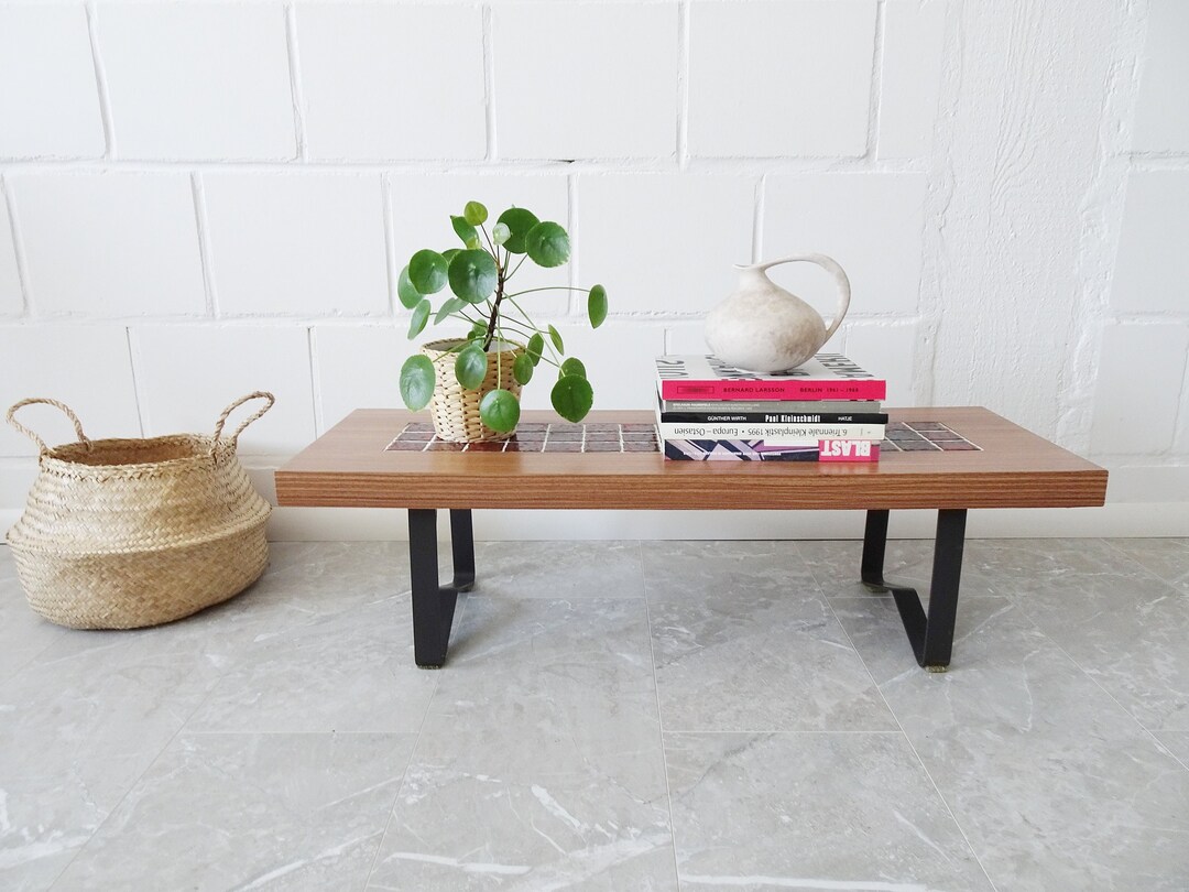 Petite Table D'appoint / Support à Fleurs Vintage – Bois Marron – Fait Main Japon