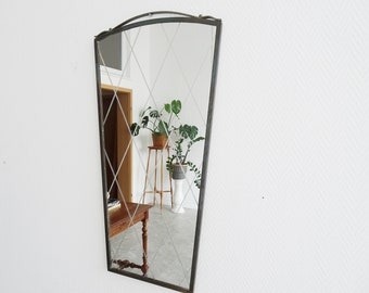 Vintage Garderobenspiegel, geschliffener Wandspiegel, Rautenmuster Spiegel
