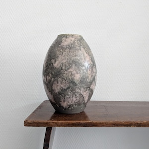 West German Pottery Vase – Ruscha Keramik marmoriert rosa grau – Mid Century Vintage 1970er – große Retro Keramik Vase Deutschland