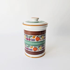 Schirnding Porcelain Storage Jar – Vintage Rum Pot – Large Kitchen Storage Container with Fruit Decor – 1970s