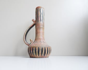 Vase im antiken Stil, italienische Mid Century Keramik, beige Wohndekoration