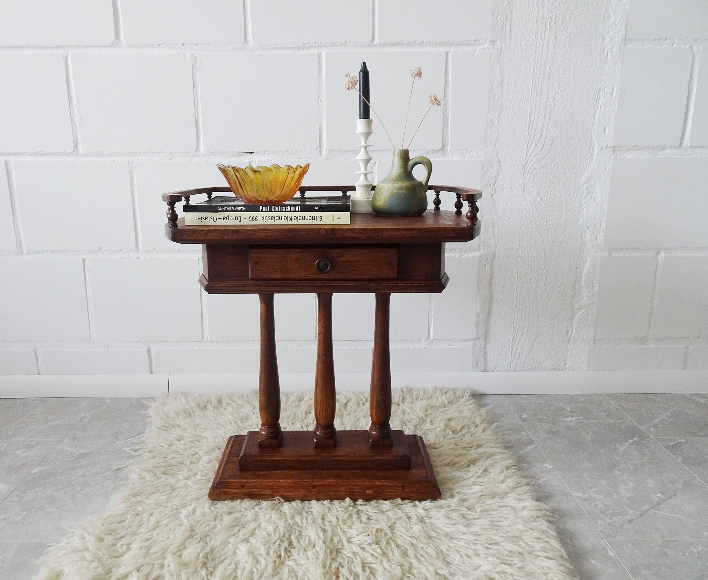 Konsolentisch aus Eichenholz mit Schublade im antiken Stil | Etsy