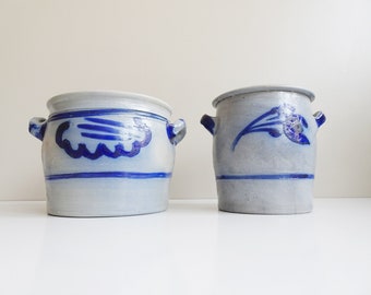 Sauerkraut pot set, old clay pot, kitchen storage, salt glazed stoneware