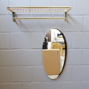 Mirror with wall coat rack, mid century wall mirror, hallway coat rack metal