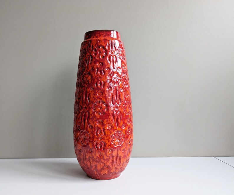 Bodenvase Scheurich Bernina, Keramik Vase rot orange zdjęcie 2