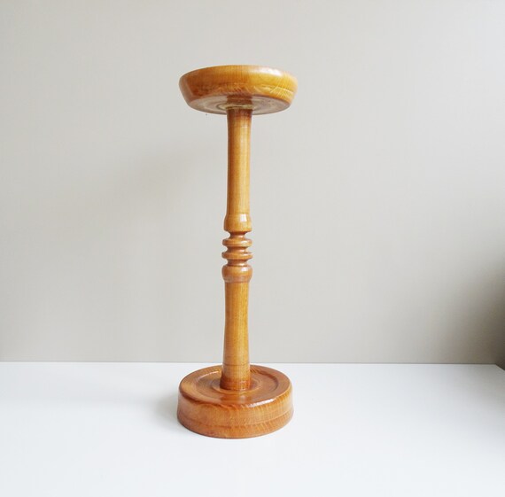 turned wooden column, plant stand wood base