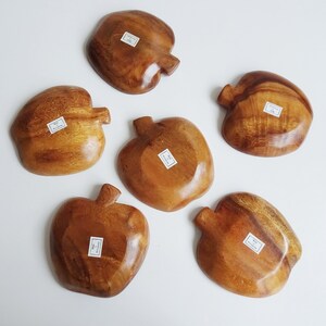 Holzschalen in Apfelform, Monkey Pod Schale, Vintage Servierschalen Set zdjęcie 6