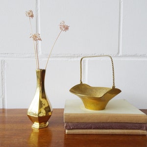 Vintage brass vase and decorative bowl, home decoration gold