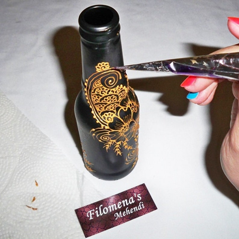 Henna bottle Eco friendly Cool vase Kitchen decor Upcycled Etsy