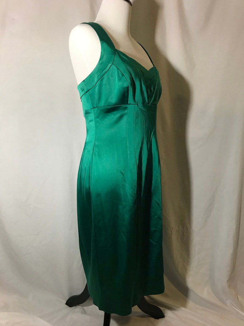 Dresses Calvin Klein Emerald Green Satiny Sleeveless Dress | Etsy