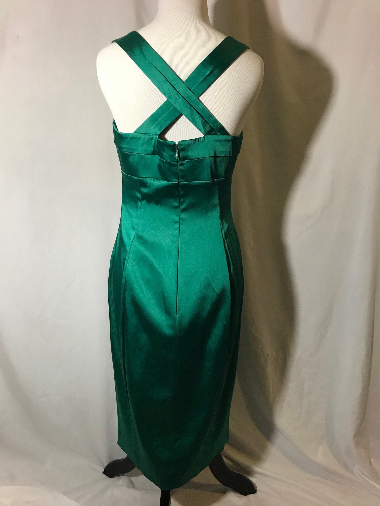 Dresses Calvin Klein Emerald Green Satiny Sleeveless Dress | Etsy
