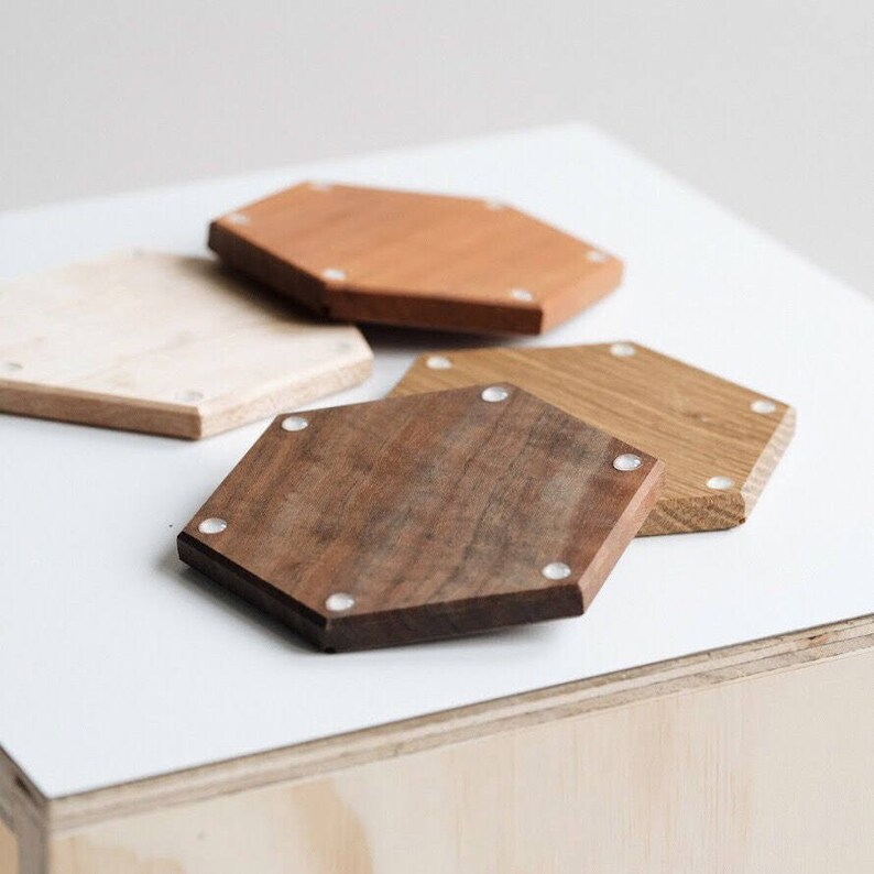 Hardwood Coasters Set of 4 Etsy