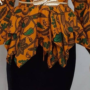 African Print Blazer, Ankara Blazer , Asymmetric double Peplum, longsleeves Jacket image 3