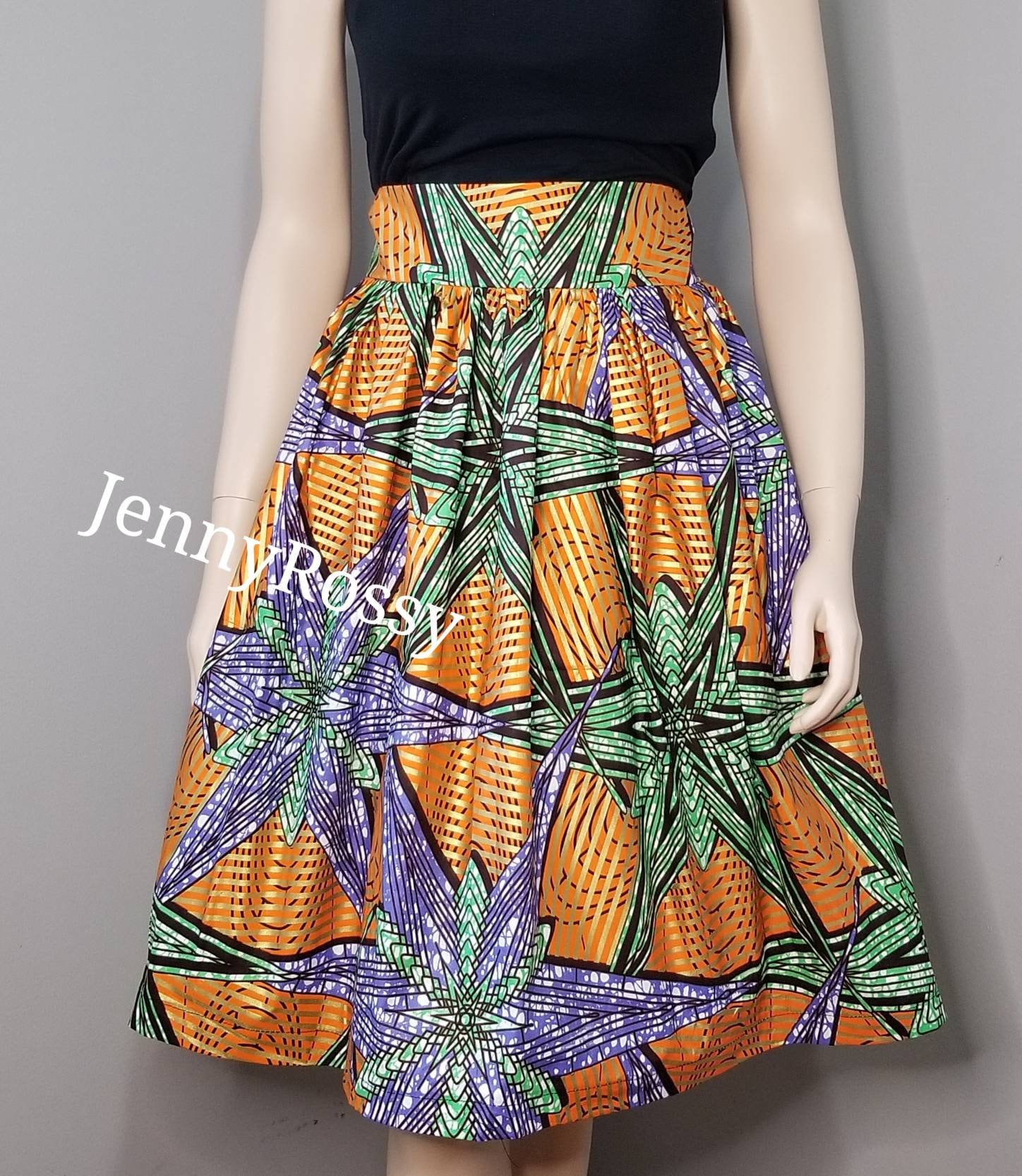 African Print Midi Skirt: Colorful Ankara Skirt - Etsy