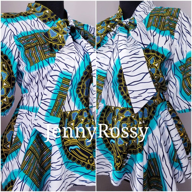 African Top, Peplum Top, Ankara Blouse , African clothing, African Blouse, Ankara Peplum Top image 5