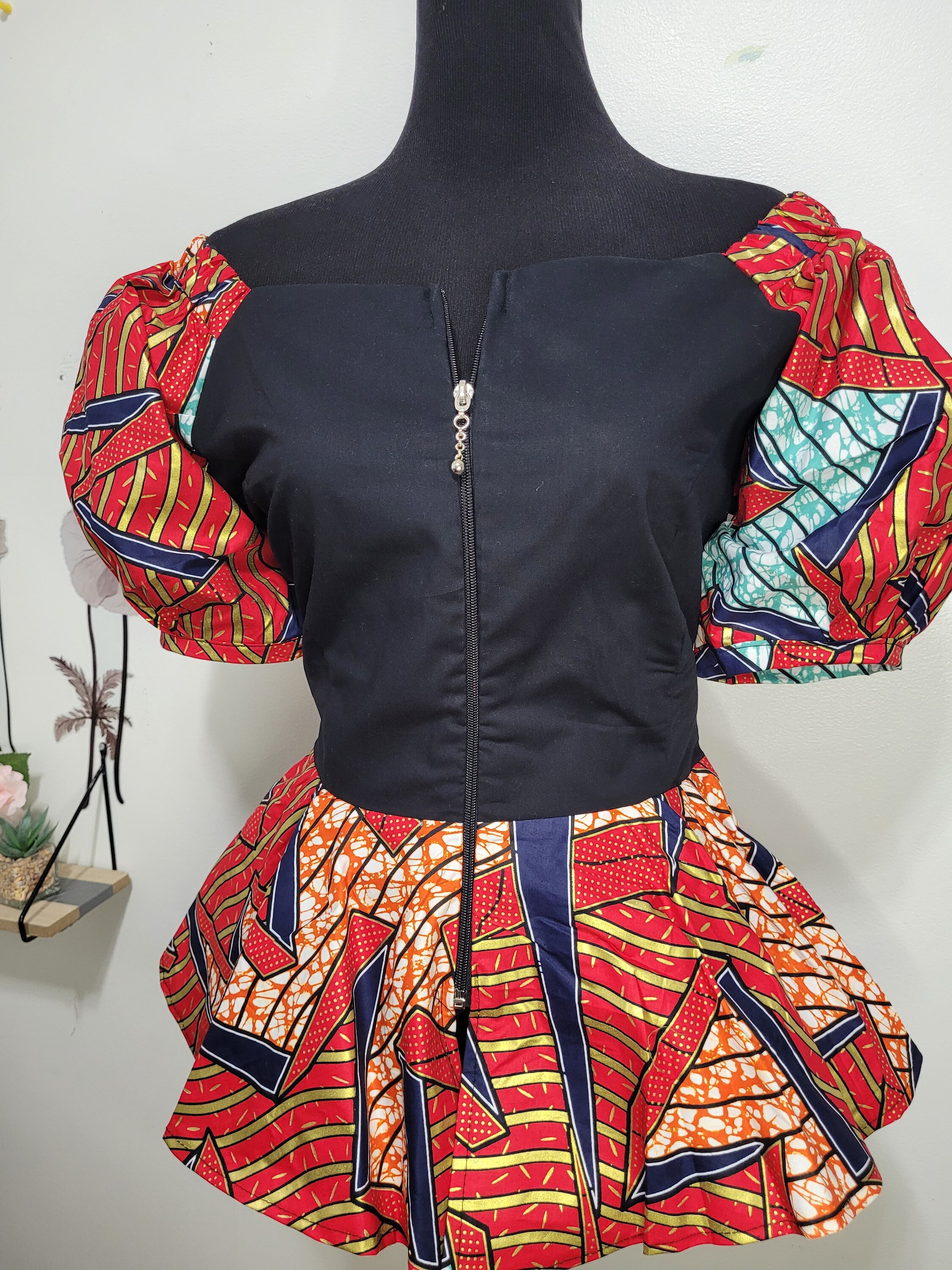 African Print Peplum Top: Ankara Patchwork, Zip Up - Etsy Canada
