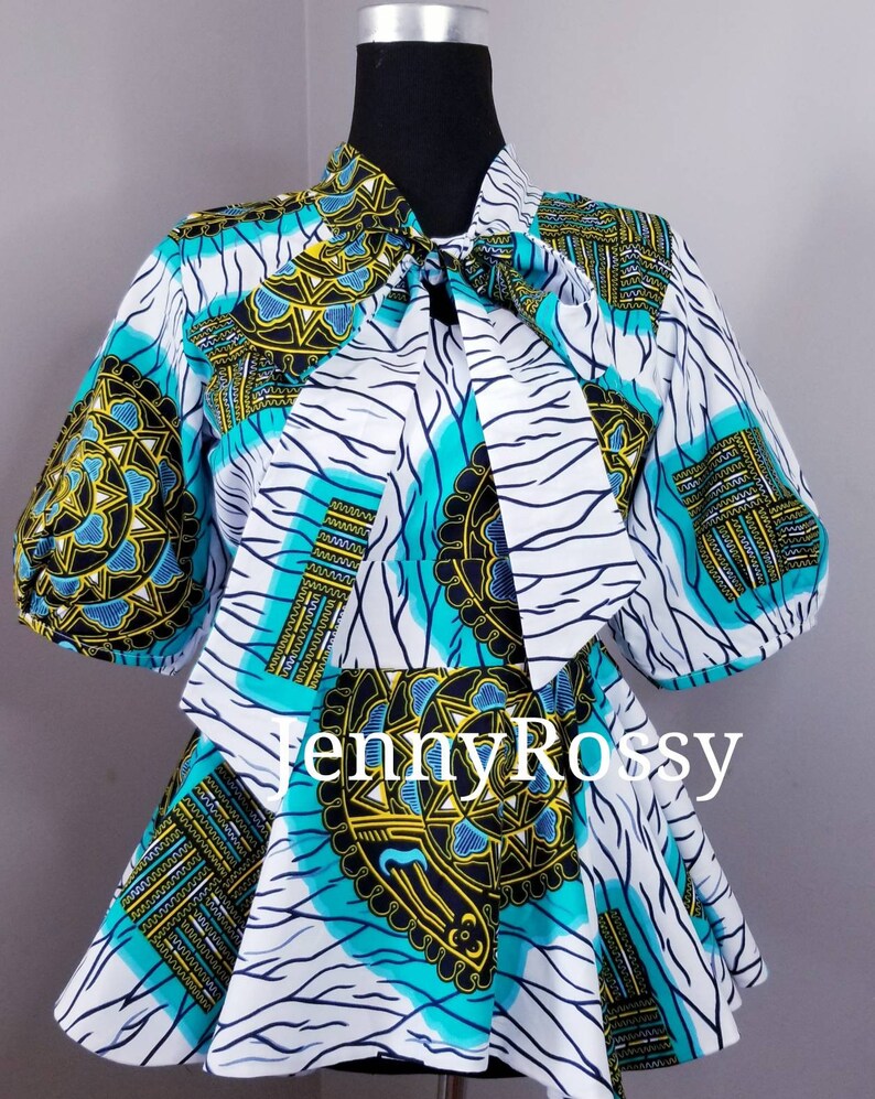 African Top, Peplum Top, Ankara Blouse , African clothing, African Blouse, Ankara Peplum Top image 2