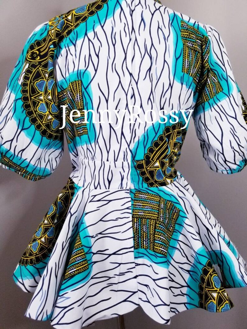 African Top, Peplum Top, Ankara Blouse , African clothing, African Blouse, Ankara Peplum Top image 3