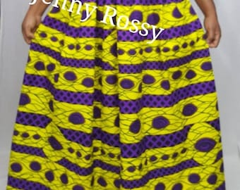 African Print Maxi Skirt: 100% Cotton Wax, Lined