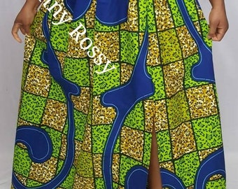 African skirt,Ankara Maxi skirt, African clothing, high waist skirt,maxi skirts with slits