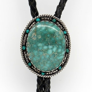 Handmade Bolo Tie featuring Gem Quality Nevada Bird&#39;s Eye Turquoise