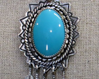 Grote Kingman-hanger turkoois en sterlingzilver