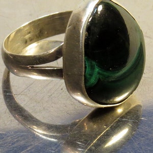 Spectacular, vintage, black agate ring, size 6