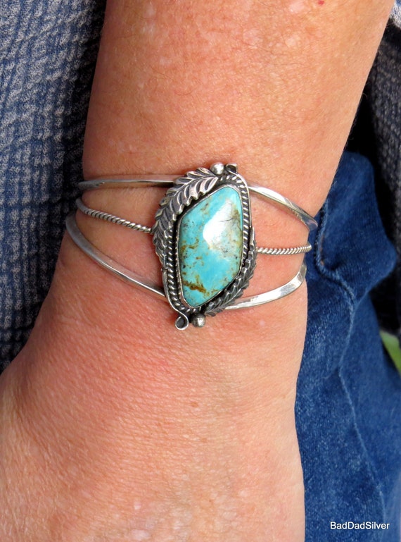 Vintage Navajo, Sterling Silver and Fox Turquoise 