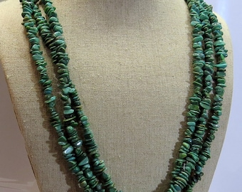 Vintage 3 Strand, small nugget, Kingman Turquoise Necklace, 22"