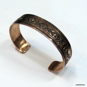 5/8&quot; wide Heavy Gauge hand stamped copper &quot;Magneto&quot; cuff, sz M