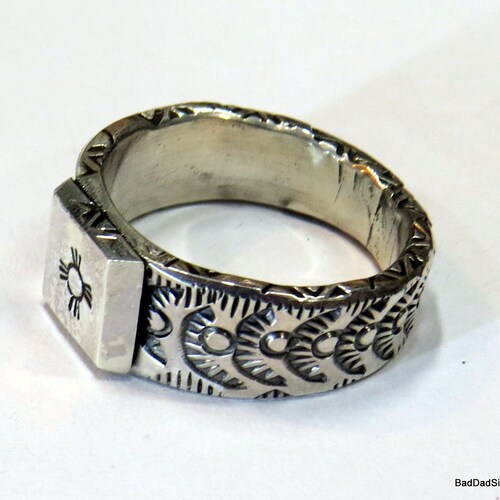 Heavy, Highly Textured, Sterling Silver, Santa shops Fe, Men's Ring, sz 9.5