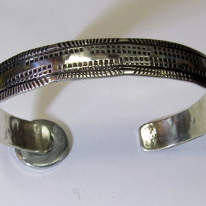 3/8&quot; wide, hand stamped, and lined,sterling silver, &quot;Killer&quot; cuff, sz medium small