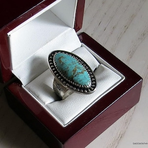Gorgeous, substantial, Fox Turquoise and Sterling Silver Ring, Hand Made, sz 9.5