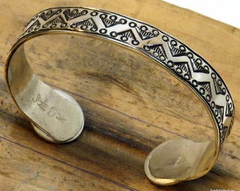 Stamped Silver Cuff Bracelet with Mercury Dime Terminals