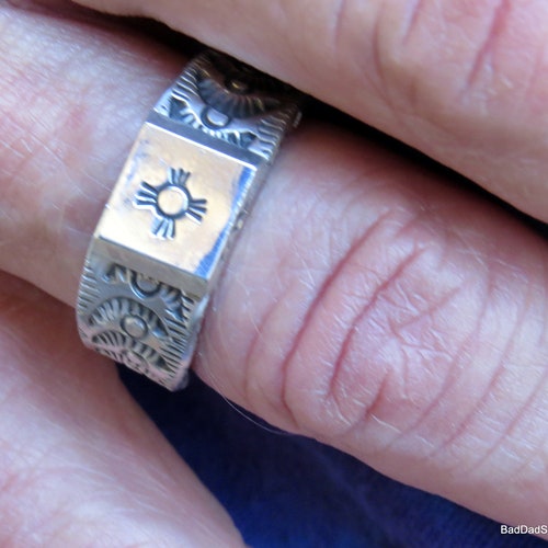 Heavy, Highly Textured, Sterling Silver, Santa shops Fe, Men's Ring, sz 9.5