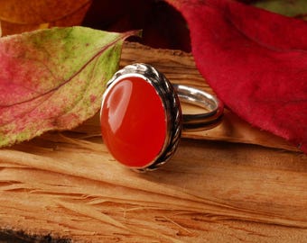 silver orange carnelian ring