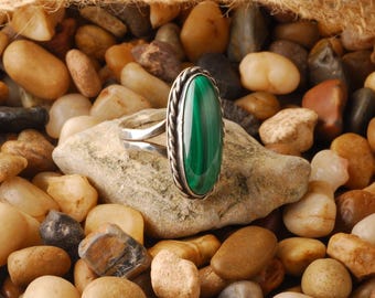 sterling silver Malachite ring