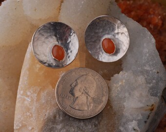 Peach Moonstone stud earrings