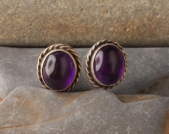 sterling silver stud earrings with Amethyst stones