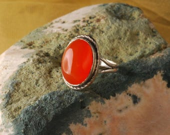 sterling silver split shank Carnelian ring