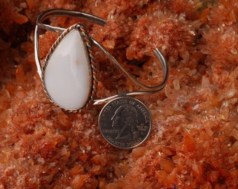 sterling silver, coconut shell pear shaped cuff bracelet