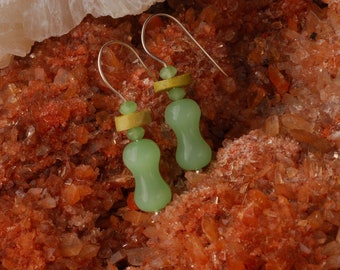green jade bead and adventurine earrings