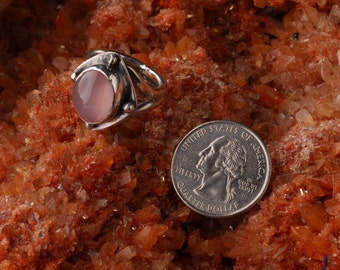 rose quartz sterling silver ring