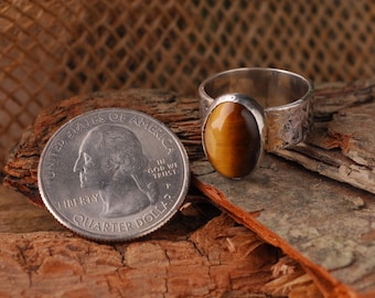 oval Tiger's Eye sterling silver ring