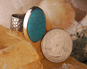 sterling silver, dyed Howelite ring