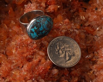 hammered textured sterling silver turquoise ring