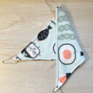 Sushi Print Double Sided Fleece Hammock for Rats, Hamsters, Guinea Pigs, Chinchillas, Ferrets, Hedgehogs, and other Small Animals