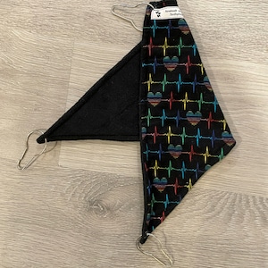 Rainbow EKG Heart Print Hanging Corner Hammock for Rats, Guinea Pigs, Chinchillas, Ferrets, and other Small Animals