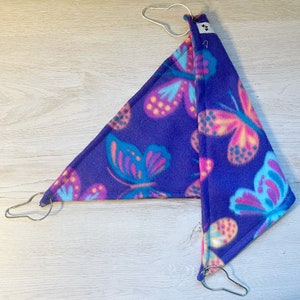 Purple Butterfly Print Double Sided Fleece Hammock for Rats, Hamsters, Guinea Pigs, Chinchillas, Ferrets, Hedgehogs, and other Small Animals